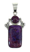 Southwestern Magenta Turquoise Genuine Sterling Silver Pendant RX66998