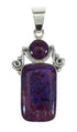 Southwestern Magenta Turquoise Genuine Sterling Silver Pendant RX66998