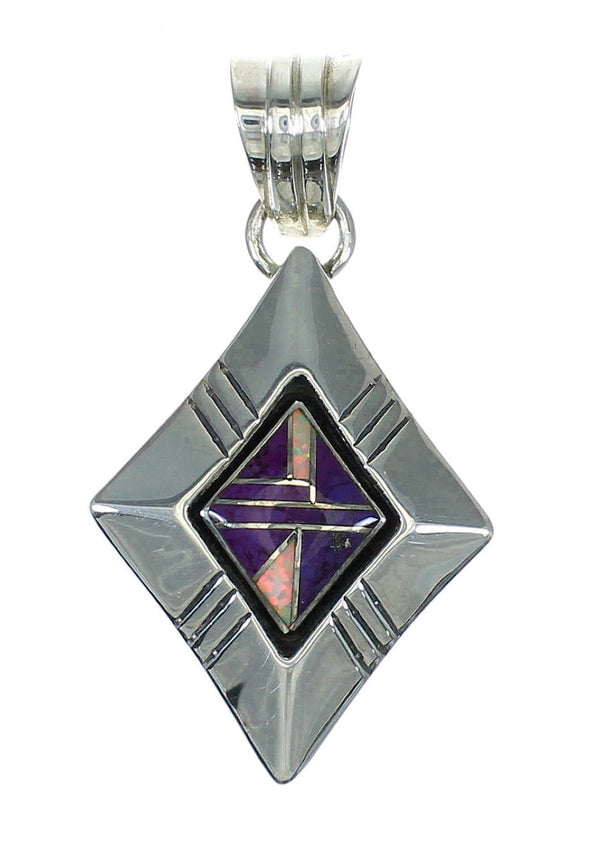 Authentic Sterling Silver Magenta Turquoise Opal Inlay Pendant RX67007