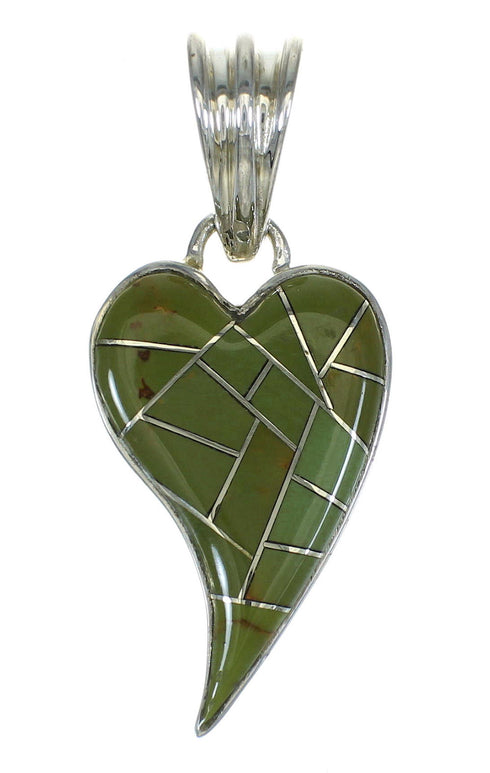 Southwestern Turquoise Sterling Silver Heart Pendant RX66867