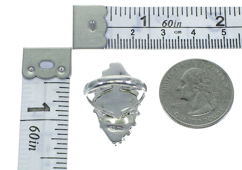 Magenta Turquoise And Genuine Sterling Silver Needlepoint Southwestern Ring Size 6-1/2 YX66874