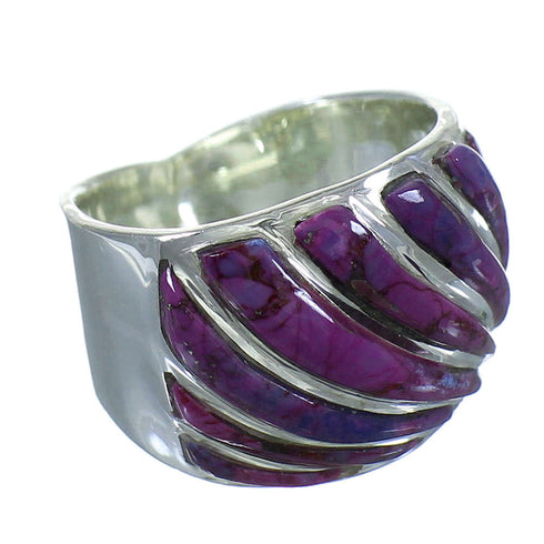 Southwest Magenta Turquoise And Authentic Sterling Silver Ring Size 6-3/4 YX66916