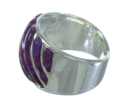 Southwest Magenta Turquoise And Authentic Sterling Silver Ring Size 6-3/4 YX66916