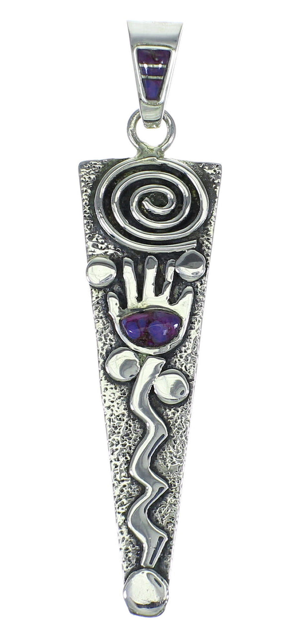 Southwest Magenta Turquoise And Sterling Silver Hand Pendant WX66740