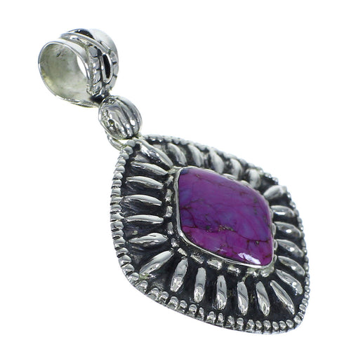 Magenta Turquoise And Sterling Silver Southwestern Pendant WX66741