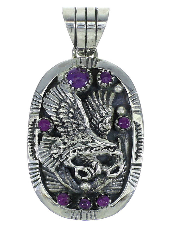 Southwest Eagle Magenta Turquoise And Sterling Silver Pendant WX66742