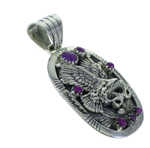Southwest Eagle Magenta Turquoise And Sterling Silver Pendant WX66742