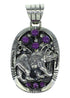 Southwest Magenta Turquoise And Sterling Silver Bear Pendant WX66743