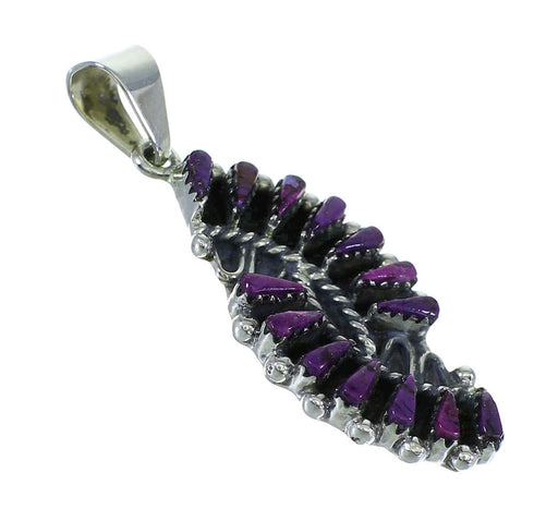 Sterling Silver And Magenta Turquoise Southwestern Needlepoint Pendant WX66762