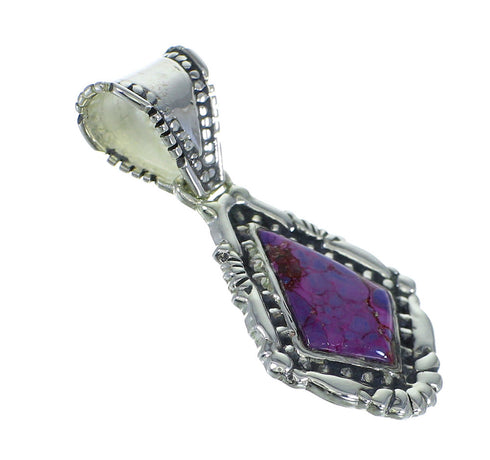 Genuine Sterling Silver And Magenta Turquoise Southwestern Pendant WX66794