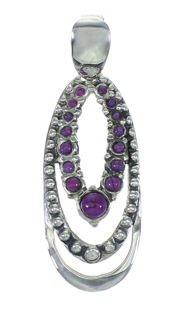 Magenta Turquoise And Genuine Sterling Silver Southwest Pendant WX66796