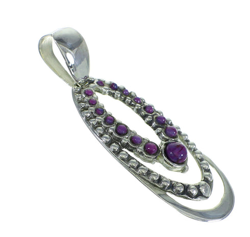 Magenta Turquoise And Genuine Sterling Silver Southwest Pendant WX66796