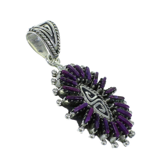 Magenta Turquoise Silver Water Wave Needlepoint Southwest Pendant WX66804