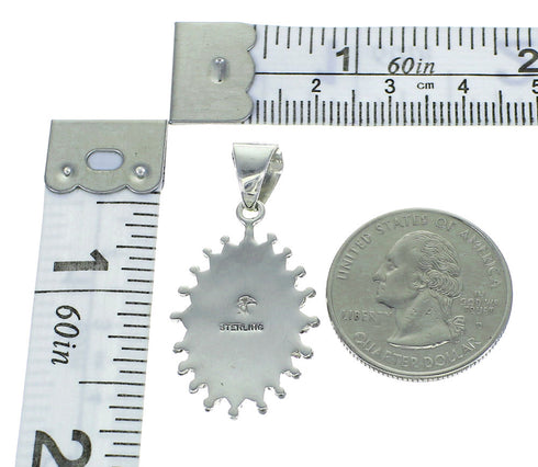 Magenta Turquoise Silver Water Wave Needlepoint Southwest Pendant WX66804