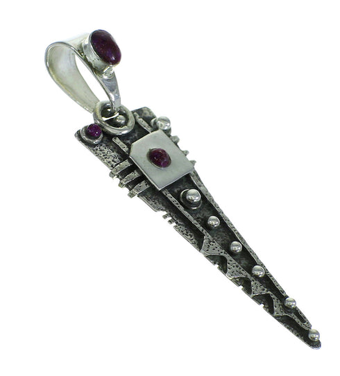 Magenta Turquoise And Sterling Silver Southwest Pendant WX66806