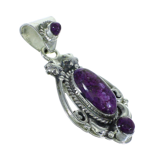 Southwest Magenta Turquoise And Sterling Silver Slide Pendant WX66832