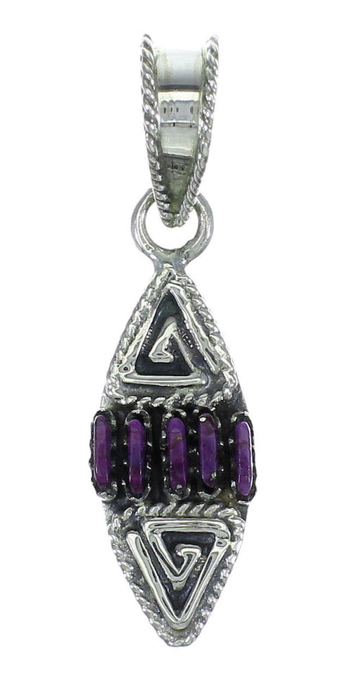 Silver Magenta Turquoise Water Wave Needlepoint Southwest Pendant WX66840