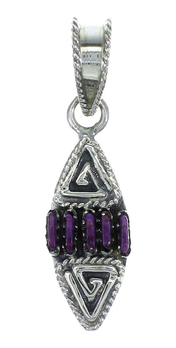 Silver Magenta Turquoise Water Wave Needlepoint Southwest Pendant WX66840