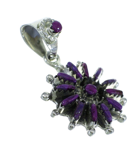 Sterling Silver Magenta Turquoise Needlepoint Southwest Pendant WX66843