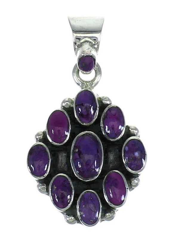 Sterling Silver And Magenta Turquoise Southwestern Slide Pendant WX66856