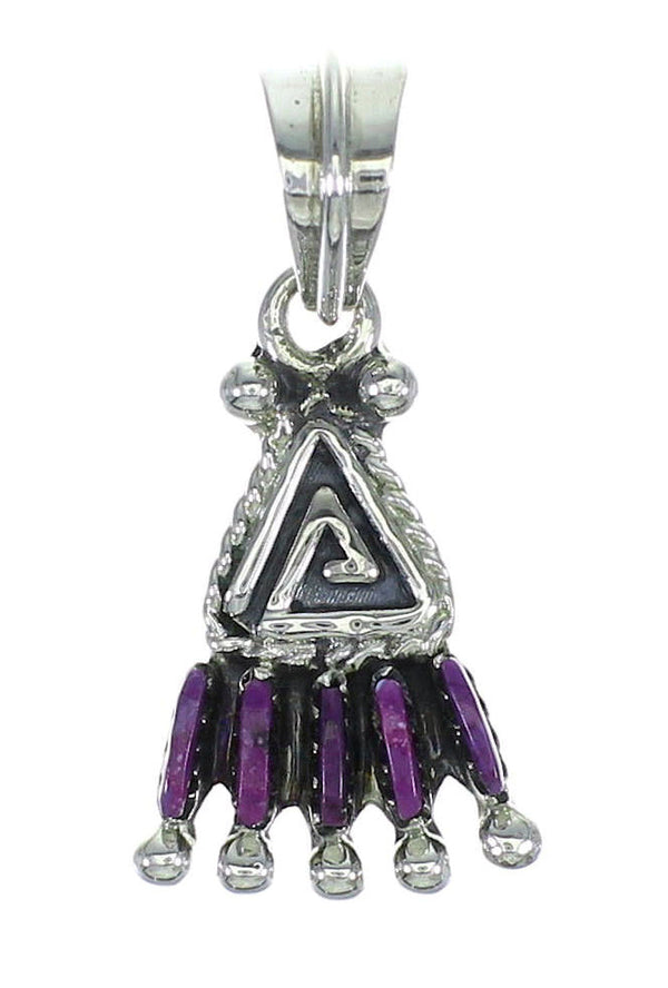 Southwest Silver Magenta Turquoise Water Wave Needlepoint Pendant WX66857