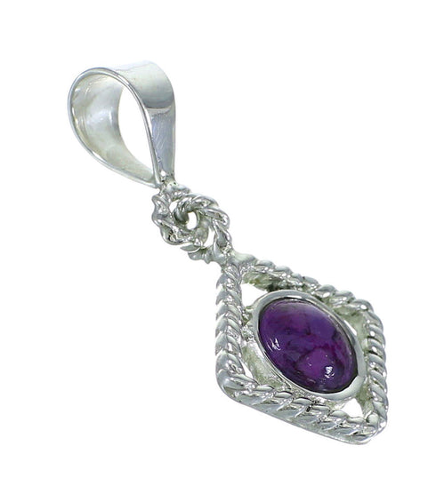 Genuine Sterling Silver And Magenta Turquoise Southwest Slide Pendant WX66858