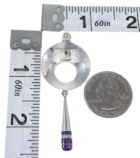 Sterling Silver Magenta Turquoise And Opal Southwest Pendant YX67631