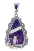 Genuine Sterling Silver Magenta Turquoise And Opal Southwestern Pendant YX67634