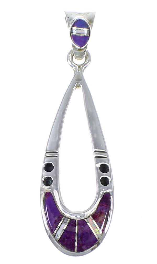 Authentic Sterling Silver Magenta Turquoise And Opal Southwestern Pendant YX67636