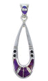 Authentic Sterling Silver Magenta Turquoise And Opal Southwestern Pendant YX67636