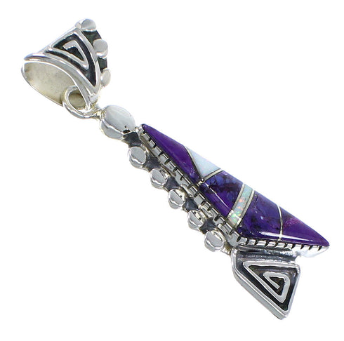 Water Wave Sterling Silver Opal And Magenta Turquoise Southwest Pendant YX67638