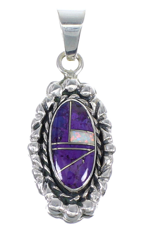 Magenta Turquoise Opal And Genuine Sterling Silver Southwest Pendant YX67653