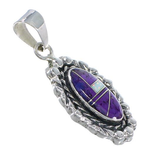 Magenta Turquoise Opal And Genuine Sterling Silver Southwest Pendant YX67653