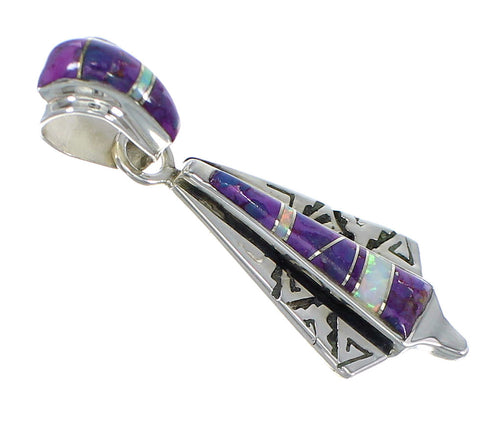 Water Wave Magenta Turquoise Opal And Genuine Sterling Silver Southwestern Pendant YX67656