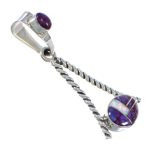 Magenta Turquoise Opal And Authentic Sterling Silver Southwest Pendant YX67662