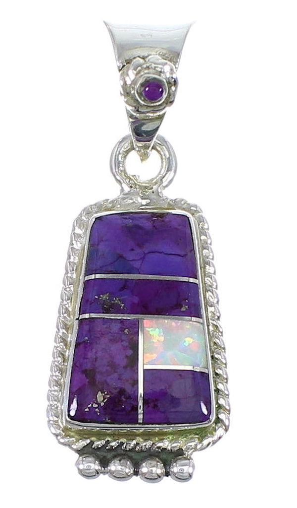 Opal Magenta Turquoise And Authentic Sterling Silver Southwestern Pendant YX67665