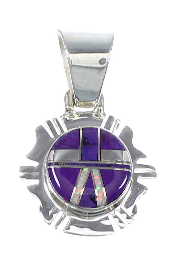 Opal Magenta Turquoise And Genuine Sterling Silver Southwest Pendant YX67671