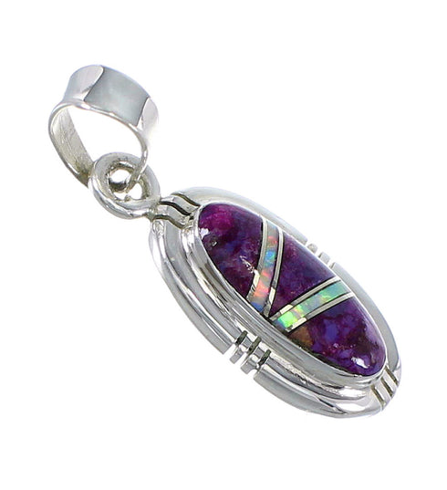 Opal Magenta Turquoise And Genuine Sterling Silver Southwestern Pendant YX67673