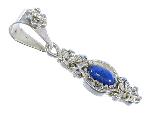 Southwest Lapis And Sterling Silver Flower Pendant YX67247
