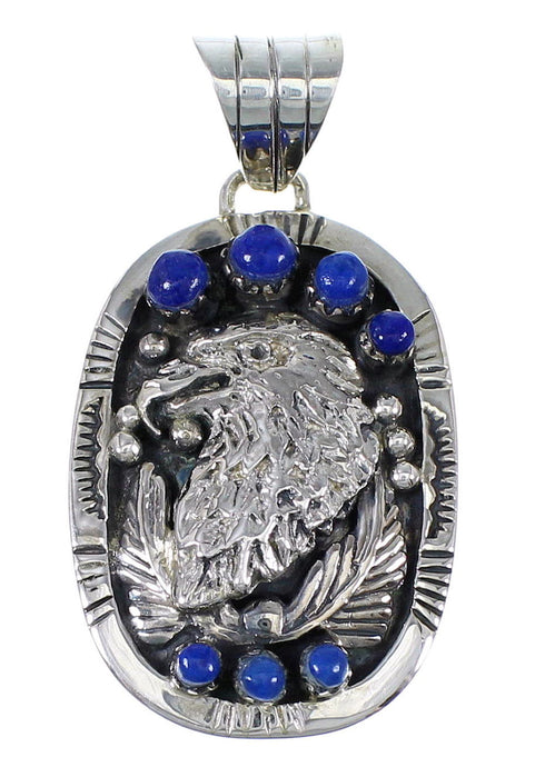 Lapis And Genuine Sterling Silver Southwest Eagle Pendant YX67265