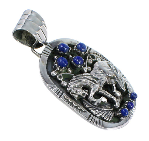 Lapis And Genuine Sterling Silver Southwest Horse Pendant YX67266