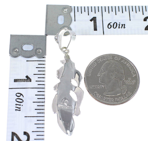 Genuine Sterling Silver And Lapis Southwestern Feather Pendant YX67284