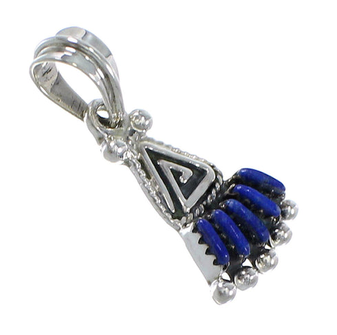 Sterling Silver And Lapis Needlepoint Water Wave Southwest Pendant YX67290