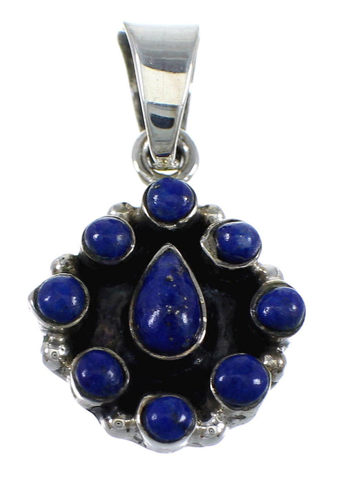 Genuine Sterling Silver And Lapis Southwestern Slide Pendant YX67292