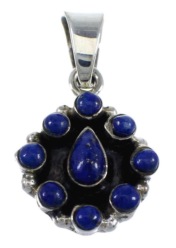 Genuine Sterling Silver And Lapis Southwestern Slide Pendant YX67292