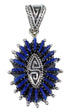 Genuine Sterling Silver And Lapis Needlepoint Water Wave Southwestern Pendant YX67293