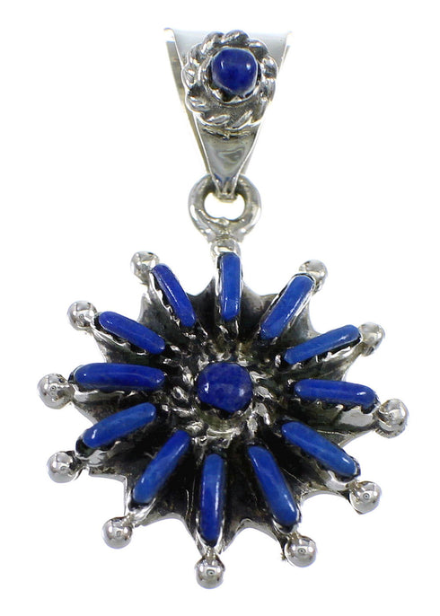 Genuine Sterling Silver And Lapis Needlepoint Southwestern Pendant YX67294