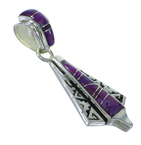 Southwestern Sterling Silver Magenta Turquoise Water Wave Pendant YX67018