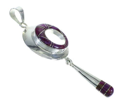 Magenta Turquoise And Genuine Sterling Silver Southwest Pendant YX67032