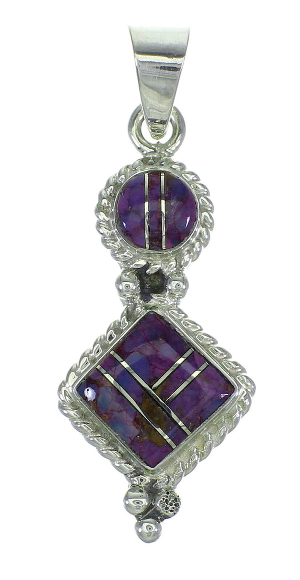 Magenta Turquoise And Genuine Sterling Silver Southwestern Pendant YX67034